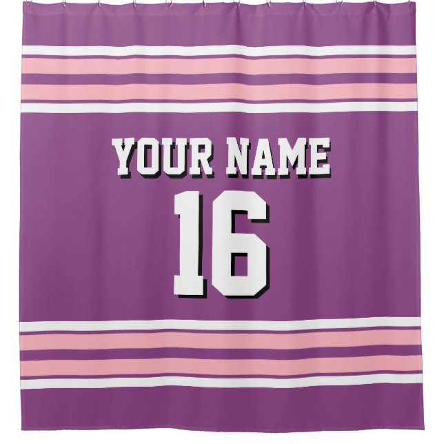 Rideaux De Douche Blancs roses Stripes Sport Jersey (Devant)
