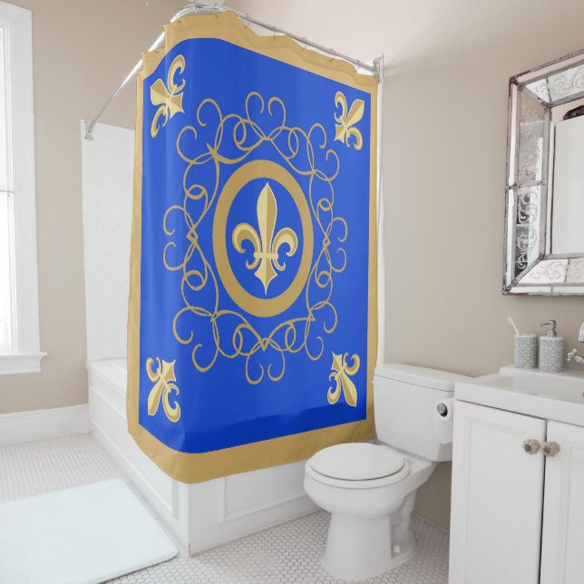 Rideaux De Douche Bleu (En situation)