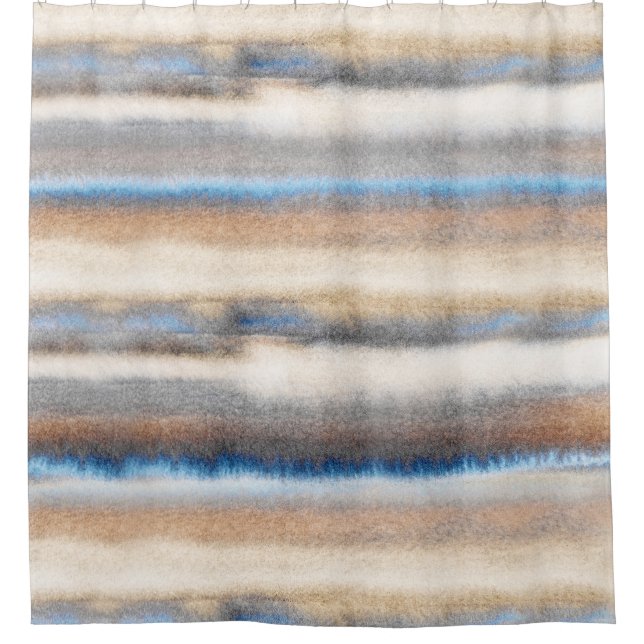 Rideaux De Douche 'Bleu Beige Abstrait Stripes' (Devant)