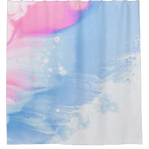 Rideaux De Douche Bleu blanc et rose abstrait