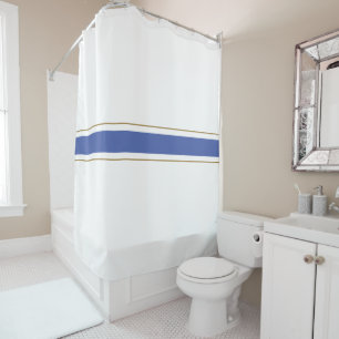 Rideaux De Douche Bleu blanc moyen bleu Brown rayures de course