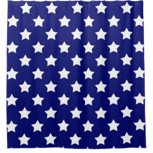 Rideaux De Douche Bleu Blancs Etoiles Motif