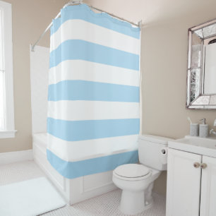 Rideaux De Douche Bleu, Blancs, Motif rayé