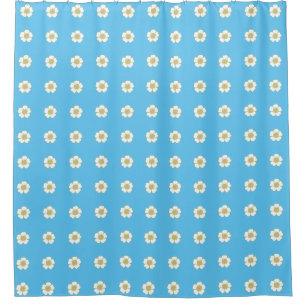 Rideaux De Douche bleu bleu bleu jaune et blanc Fleurs de tasse à be