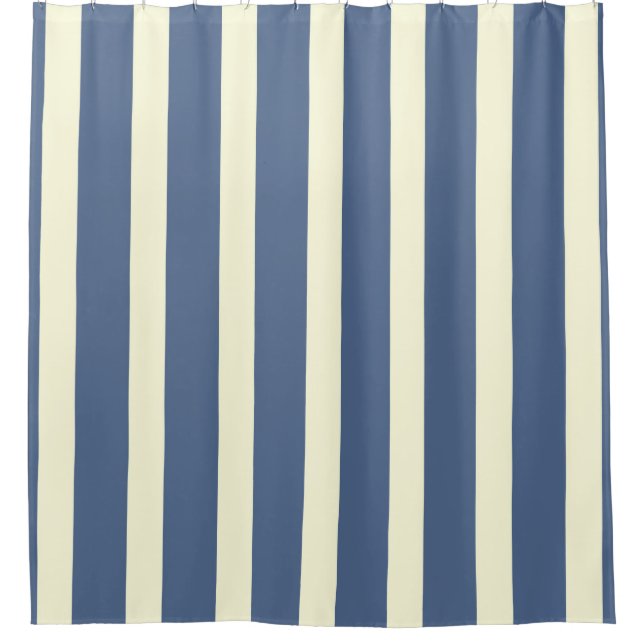 Rideaux De Douche Bleu bleu marine rayures (Devant)