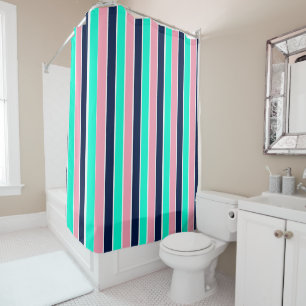 Rideaux De Douche Bleu de mer, rose et bleu marine