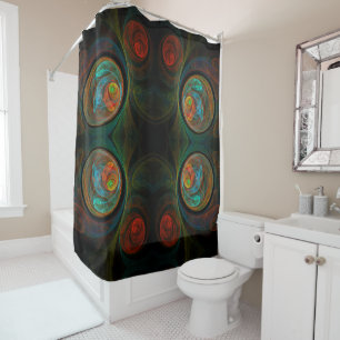 Rideaux De Douche Bleu de renaissance Art Abstrait