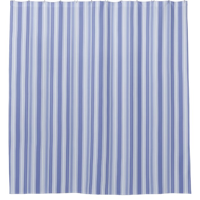 Rideaux De Douche Bleu Denim moderne rayé (Devant)