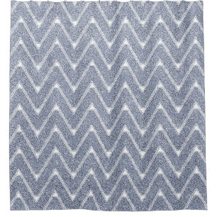 Rideaux De Douche Bleu Denim Poussiéreux à Motif Chevron