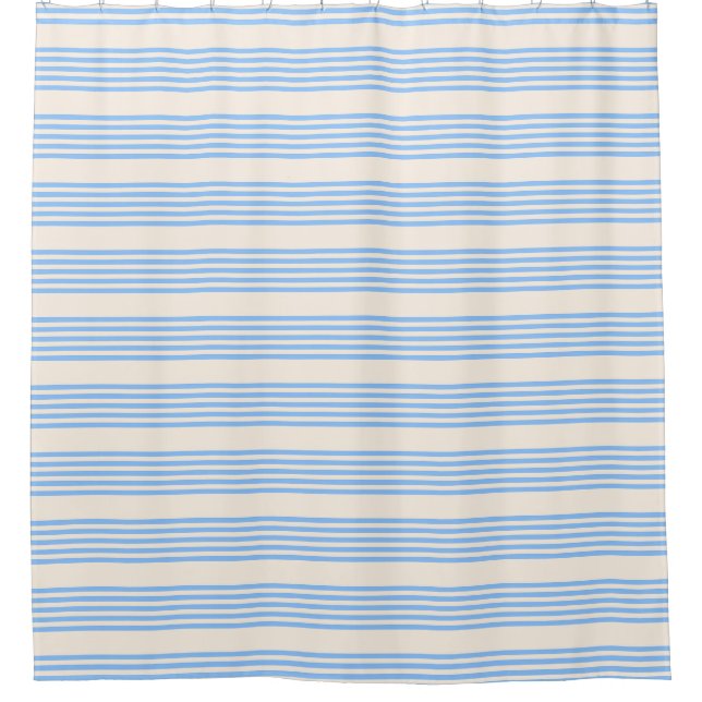 Rideaux De Douche Bleu et beige cinq rayures motif (Devant)