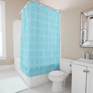 Rideaux De Douche Bleu et Blanc Chic Moderne Tendance