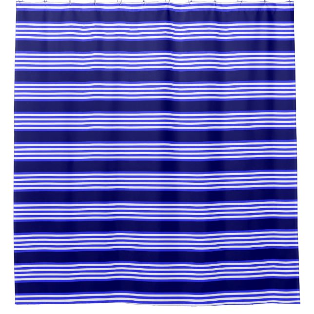 Rideaux De Douche Bleu et blanc cinq bandes motif (Devant)