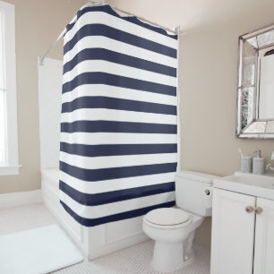 Rideaux De Douche Bleu et blanc de la marine Couleurs modifiables