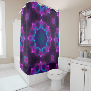 Rideaux De Douche Bleu et rose néon foncé Kaleidoscope dégradé