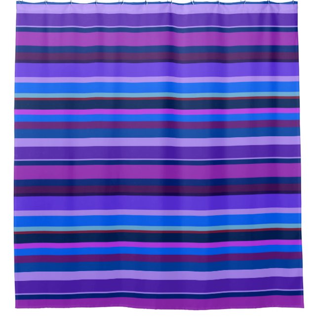 Rideaux De Douche Bleu et violet bandes horizontales (Devant)