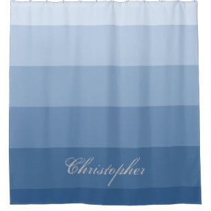 Rideaux De Douche Bleu géométrique moderne de gradient avec le nom