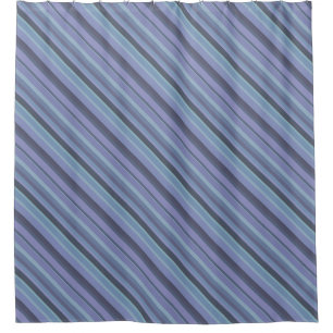 Rideaux De Douche Bleu-gris bandes diagonales