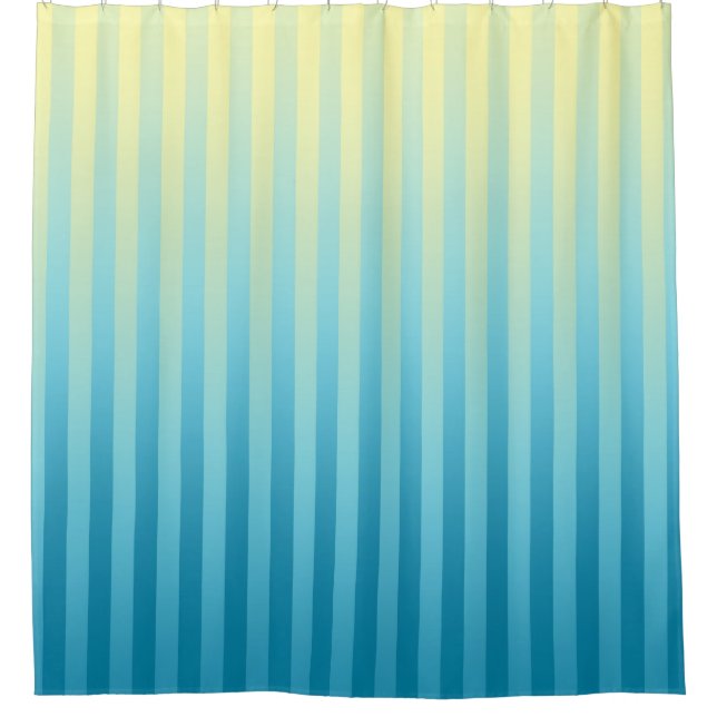 Rideaux De Douche Bleu Jaune Gradé Stripes 2 (Devant)