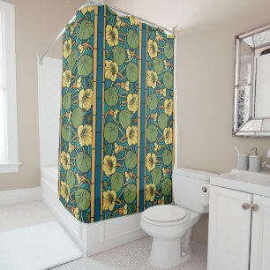 Rideaux De Douche Bleu jaune Nasturtium Fleur Nouveau Motif