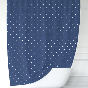 Rideaux De Douche Bleu marine et pois blancs