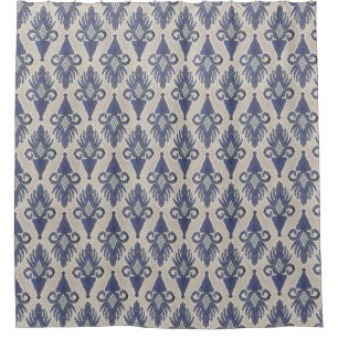 Rideaux De Douche Bleu marine gris de motif moderne tribal vintage