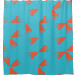 Rideaux De Douche Bleu, orange, dynamique, motif géométrique tendanc