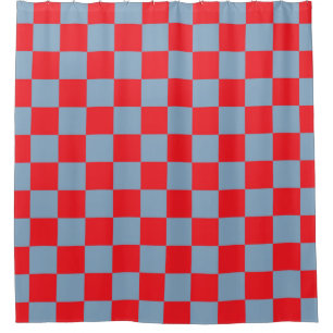 Rideaux De Douche Bleu rouge À damiers En vichy Motif