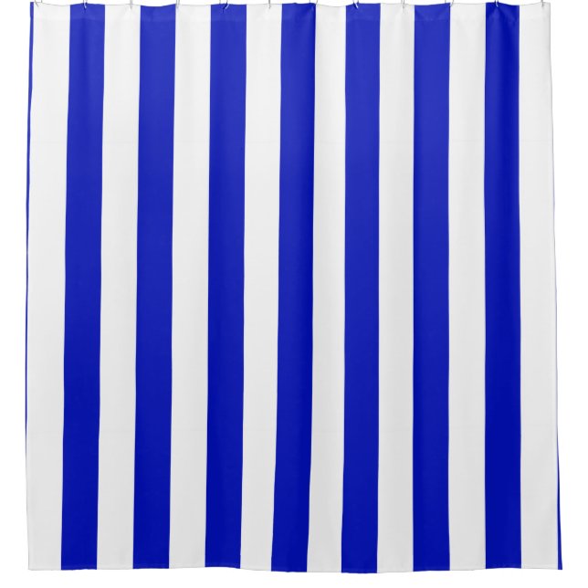 Rideaux De Douche Bleu royal Blancs verticaux NL #1 (Devant)