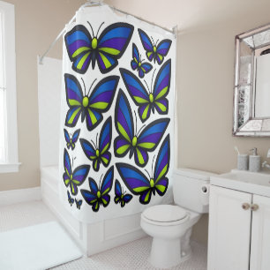Rideaux De Douche Bleu violet ailes vertes maintenant