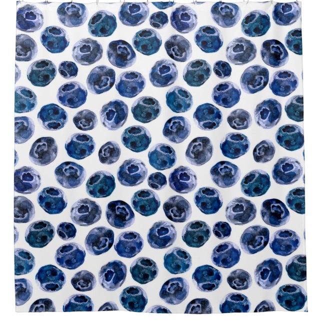 Rideaux De Douche Bleuets : motif illustré d'aquarelle. (Devant)