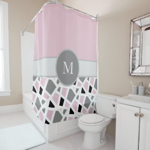Rideaux De Douche Bloc géométrique Abstrait noir noir rose gris