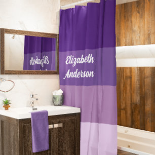 Rideaux De Douche Blocage couleur violet bande horizontale