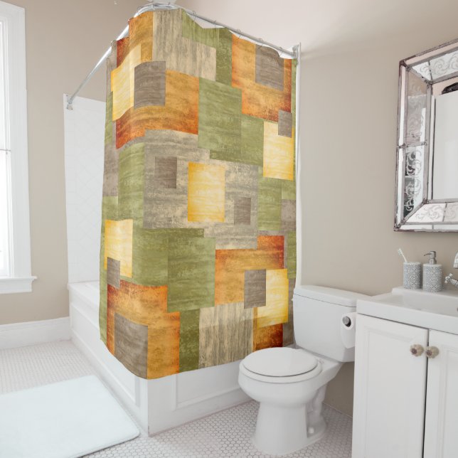 Rideaux De Douche Blocs couleur automne (En situation)