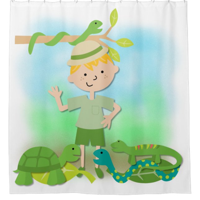 Rideaux De Douche Blond Boy sur Reptile Safari randonnée (Devant)