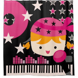 Rideaux De Douche Blond Haired Girl Rock Star Music Karaoke