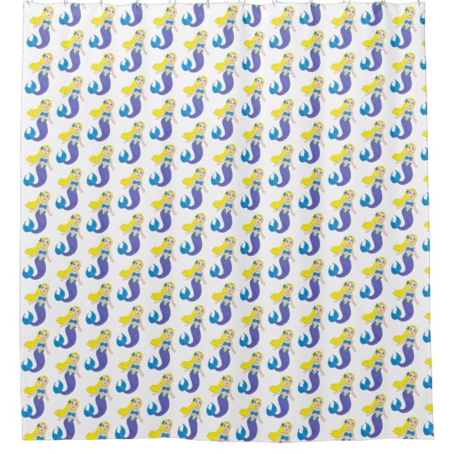 Rideaux De Douche Blonde nage Sirène fille pourpre Queue Océan Mer (Devant)