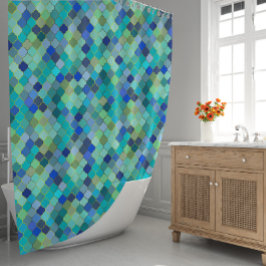 Rideaux De Douche Blue Aqua Moroccan Mosaic Pattern