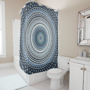 Rideaux De Douche Blue Boho Chic Mandala