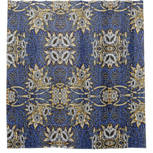 Rideaux De Douche Blue Elegant Floral Vintage Motif