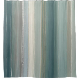Rideaux De Douche Blue Green Abstract Coastal Stripe