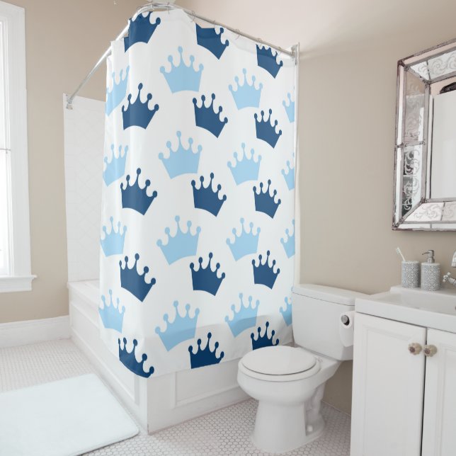 Rideaux De Douche Blue Royal Crowns Fairytale Prince Storybook (En situation)