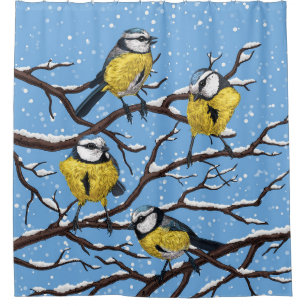 Rideaux De Douche Blue tit birds en hiver