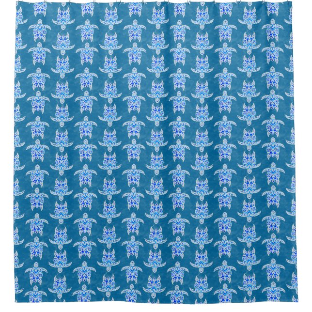 Rideaux De Douche Blue Tribal Honu Sea Turtles (Devant)
