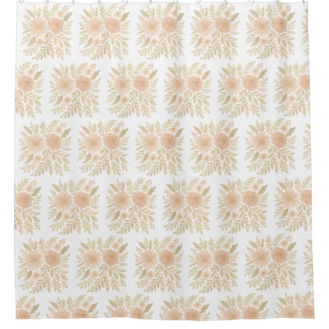 Rideaux De Douche Blush Botanical Elegance – Transparent Floral Art (Devant)