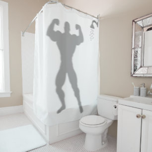 Rideaux De Douche Body Builder Homme Funny Silhouette Shadow Derrièr