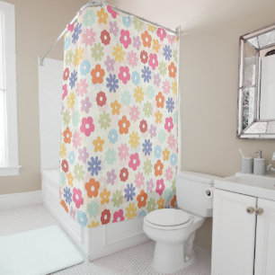 Rideaux De Douche Boho 70's Retro Daisy Flowers