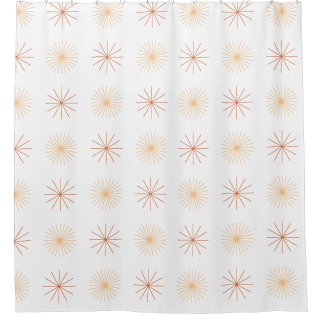 Rideaux De Douche Boho abstrait soleil starburst pêche orange blanc (Devant)