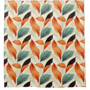 Rideaux De Douche Boho artistique orange bleu noir feuilles