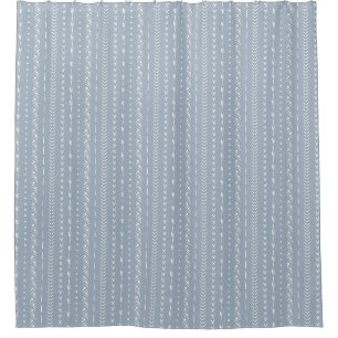 Rideaux De Douche Boho Coastal Flèche Rayure Géométrique Bleu Poussi