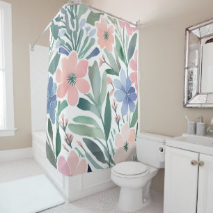 Rideaux De Douche Boho Fleur sauvage Aquarelle Florale Salle de bain